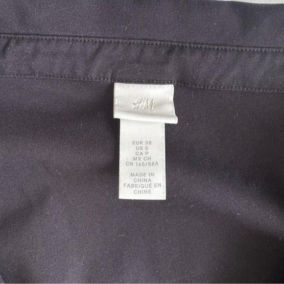 S H&M Black Mini Dress – Collared Long Sleeve w/ Side Tie & Zip (A) - Picture 6 of 8